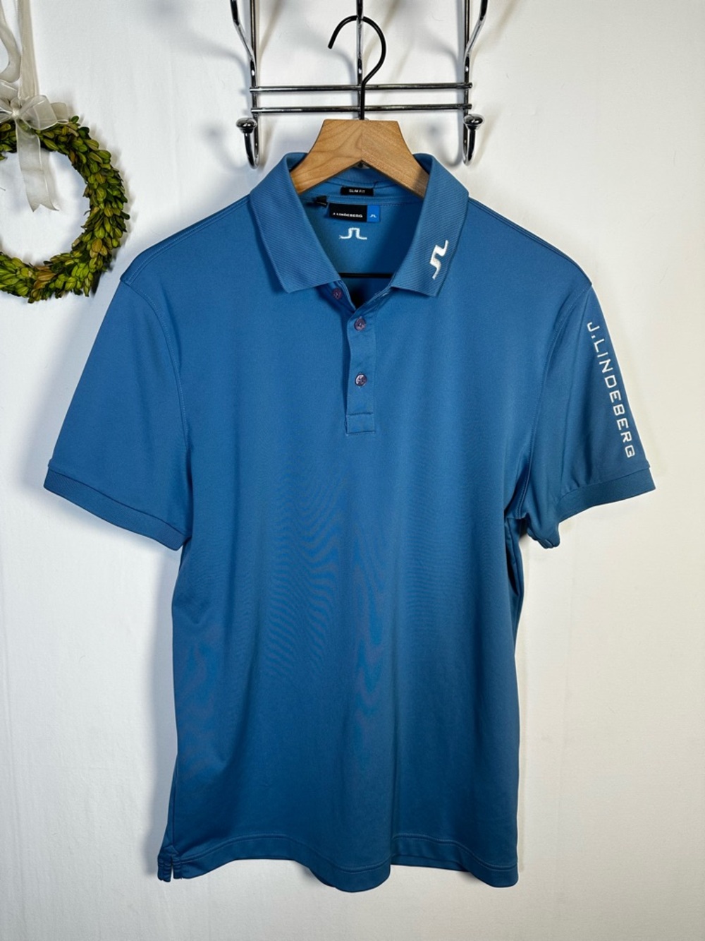 J LINDEBERG Tour Tech Slim Fit TX Jersey Polo Federal Blue Size Medium